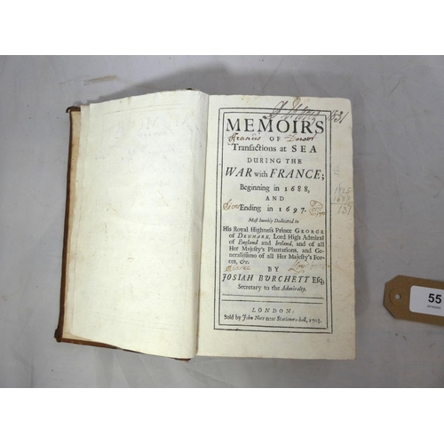 55 - BURCHETT JOSIAH, Secretary to the Admiralty.  Memoirs of Transactions at Sea During the Wa... 