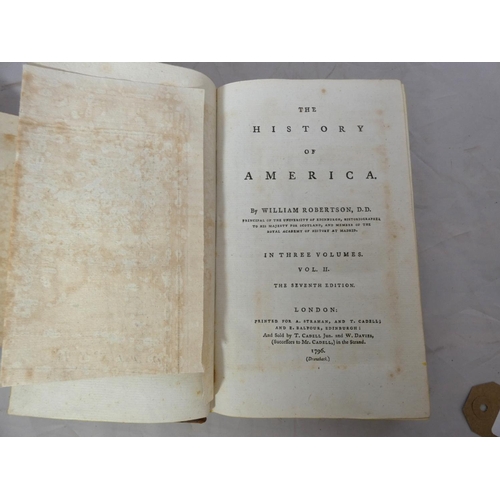 60 - ROBERTSON WILLIAM.  The History of America. 4 vols. (the three vol. set plus the additiona... 