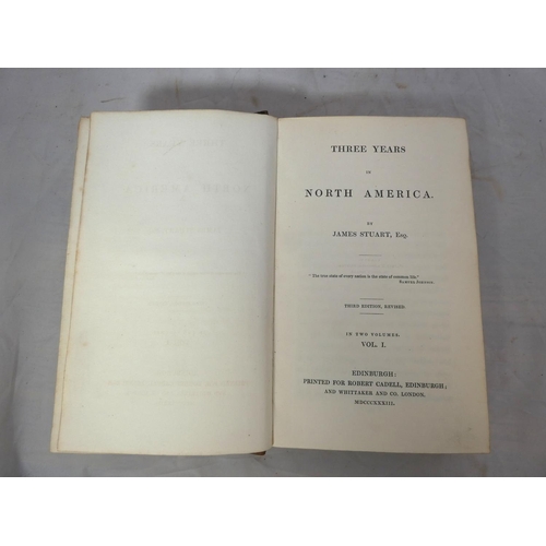 61 - STUART JAMES.  Three Years in North America. 2 vols. Fldg. eng. map. Calf, stamped gilt ba... 