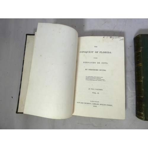 62 - IRVING THEODORE.  The Conquest of Florida Under Hernando de Soto. 2 vols. 12mo. Half green... 