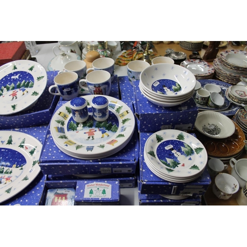 390Q - Collection of Nikko Winter Wonderland ceramics to include plates, bowls, mugs, coasters, teapot with... 