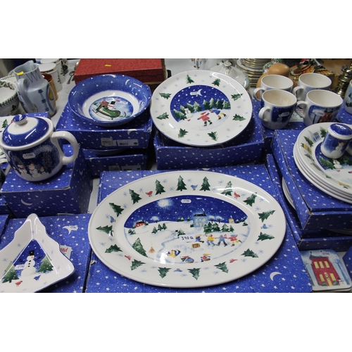 390Q - Collection of Nikko Winter Wonderland ceramics to include plates, bowls, mugs, coasters, teapot with... 