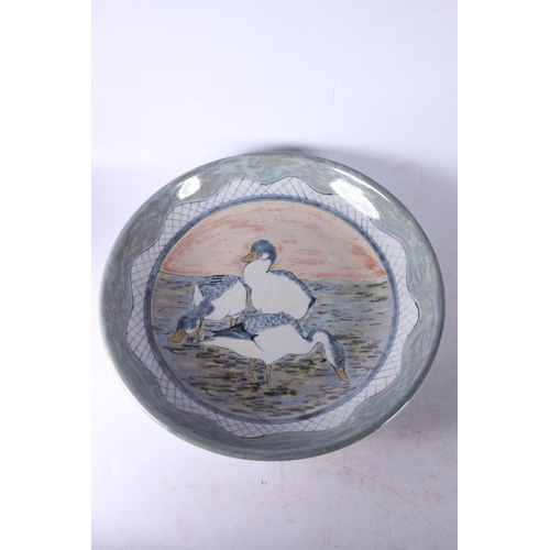 122 - Highland Stoneware bowl, with bird decoration to centre.