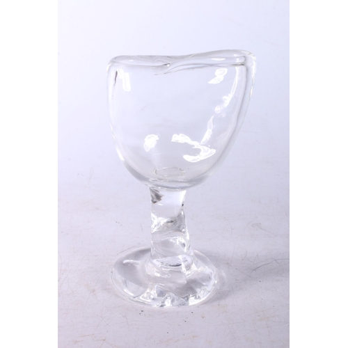 123 - Art Glass wine goblet of abstract form, 19cm high.