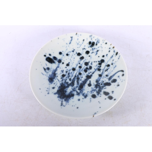 170 - Ivar Mackay pottery plate with blue splash decoration.