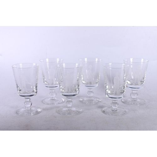 179 - David Gulland six engraved glasses in original box.