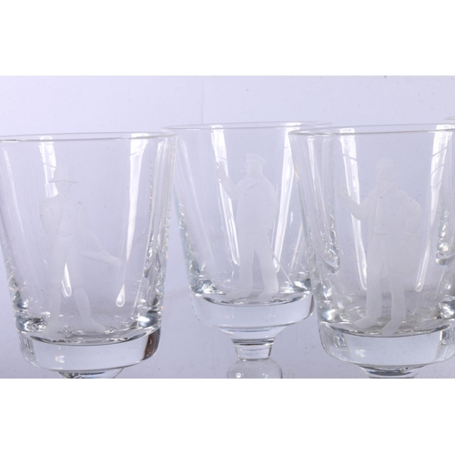 179 - David Gulland six engraved glasses in original box.