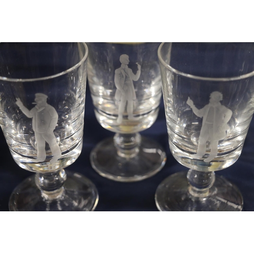 179 - David Gulland six engraved glasses in original box.