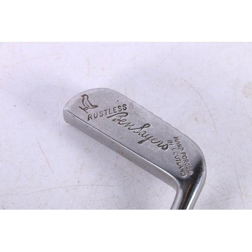 273 - All metal novelty fire poker putter inscribed 'Rustless Ben Sayers hand forged in Scotland', 42cm.