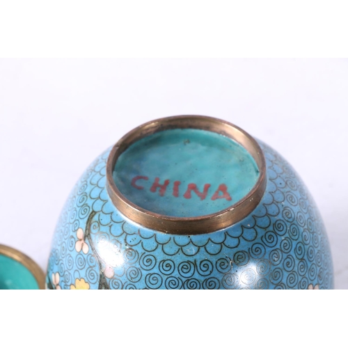 274 - Cloisonné ginger jar, marked 'China' to base, 10cm high, and a vase.