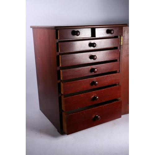 297 - Tabletop specimen chest of drawers, with two short over six graduated drawers, 44cm x 33cm x 30cm.