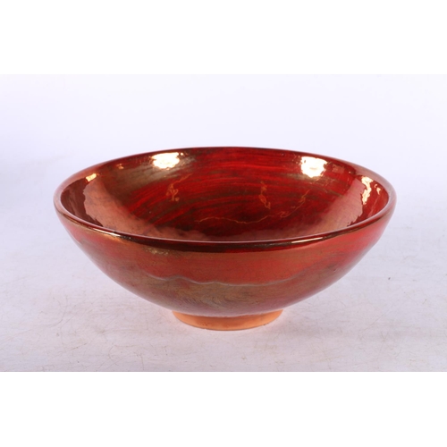 308 - Lustre ware bowl, a lidded box with mouse decoration, and another dish.