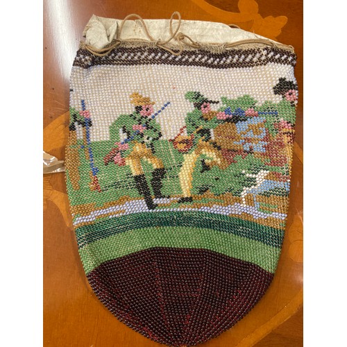 717 - Beadwork bible cover and tobacco pouch, 19cm.