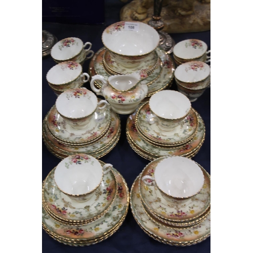 108 - Late 19th/early 20th century teaset with gilt and floral decoration to include cups, saucers, plates... 