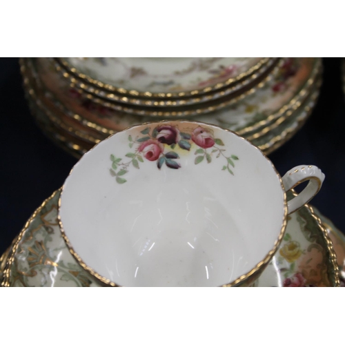 108 - Late 19th/early 20th century teaset with gilt and floral decoration to include cups, saucers, plates... 