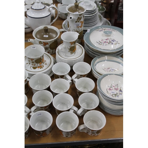 132 - 1960s/70s ceramics to include a coffee pot, a teapot, mugs, etc., and another set.