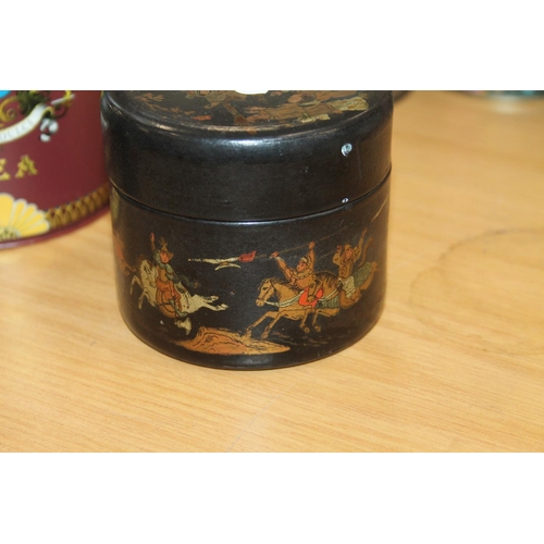 145 - Vintage tea tins, etc.