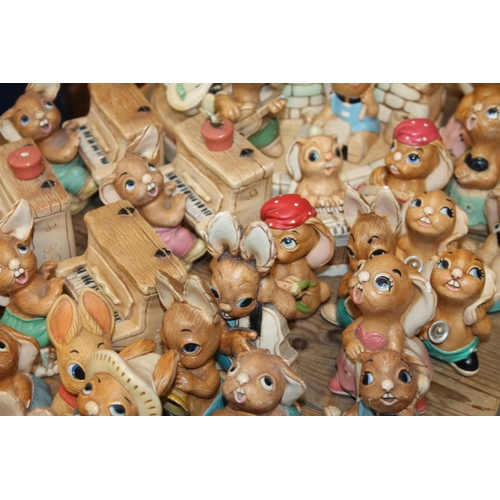 230 - Pendelfin rabbit models (approximately 50), and a Pendelfin Collector's Handbook by Stella Ashbrook.