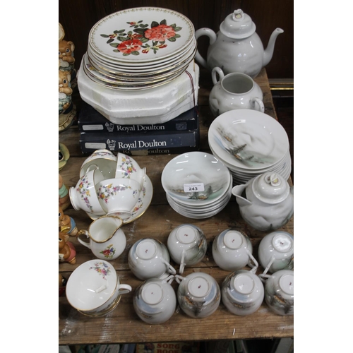 243 - Oriental eggshell coffee service, Royal Doulton collectors' plates, and a Minton Spring flowers part... 