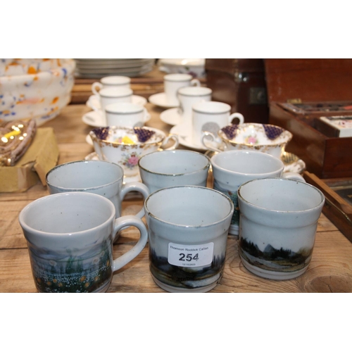 254 - Six Celtic Collection Horizon Porcelain coffee cans and saucers, six Highland Stoneware mugs, and a ... 