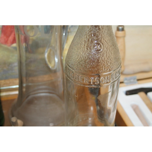 280 - Queen Anne Scotch Whisky bottle converted to table lamp, 42cm to top of bottle, and other brewanalia... 