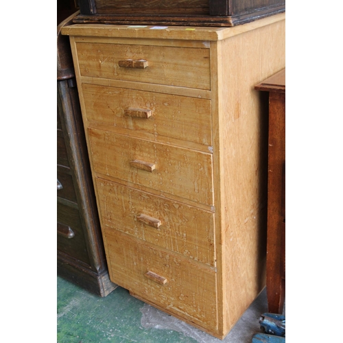 634 - Tall chest with five graduated drawers, 92cm x 49cm x 56cm