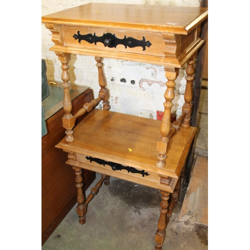 650 - Pair of lamp tables with drawers on turned supports, 66 x 70 x 46cm.