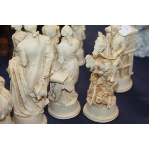 76 - Novelty chess set, resin pieces, largest 17cm, possibly based on the American Revolutionary War.&nbs... 