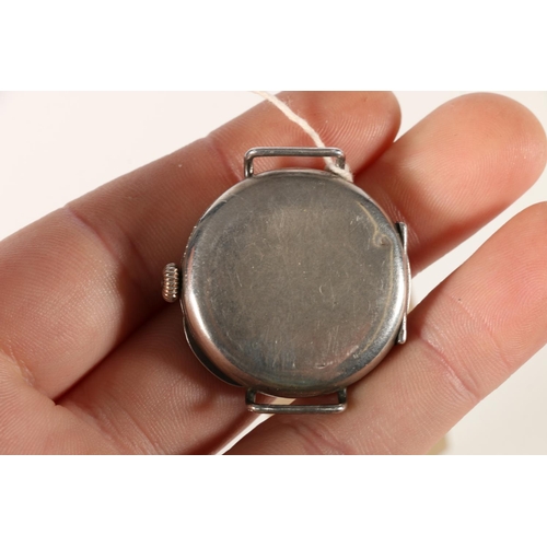 600A - Belgian silver trench watch, cover with bust of King Albert and inscribed, 