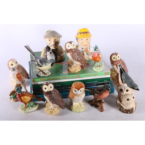 157 - Group of Beswick bird models, Beswick novelty condiments of farmer and his wife, etc.