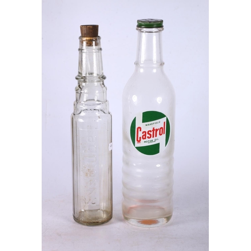 90 - Vintage Esso Lube bottle, 31cm and a Castrol bottle.