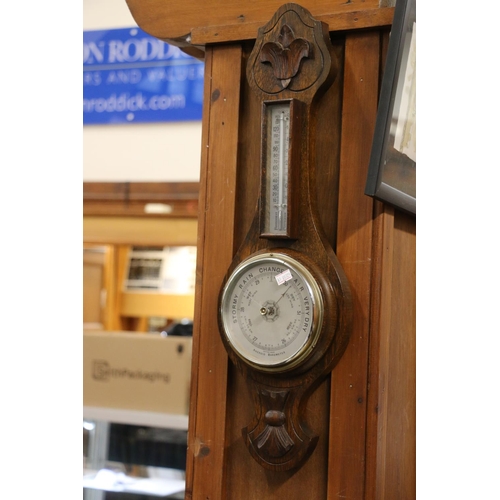 92 - 1920s/30s oak banjo style barometer, 58cm.