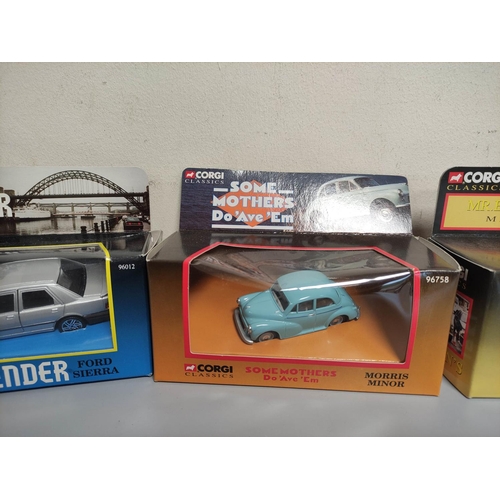 81 - Corgi Toys. Nine boxed 1:50 scale diecast model vehicles. To include Corgi Classics Mr Bean's Mini 9... 