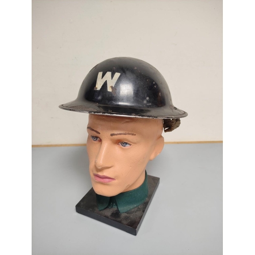 WW2. Home Front Air Raid Wardens brodie helmet in black paint