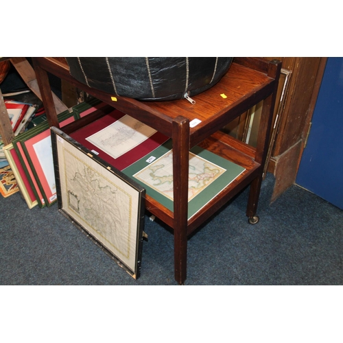 688 - Oak hostess trolley with under tier on wheels, 73 x 73 x 47cm.