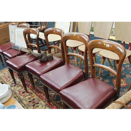 690 - Set of six Victorian style oak dining chairs, stamp to underside for John Taylor of Edinburgh. 87cm.