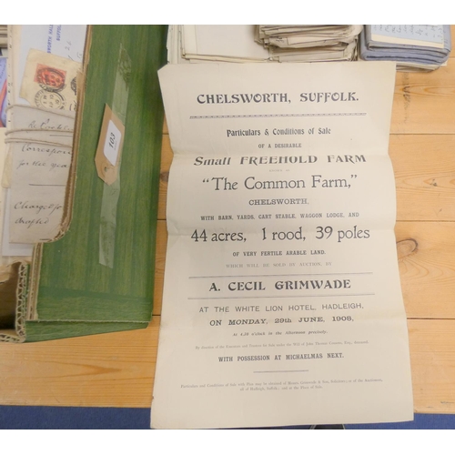 103 - Documents & Ephemera - Suffolk - Chelsworth Hall Estate.  1866-1910. Large archive of documents ... 