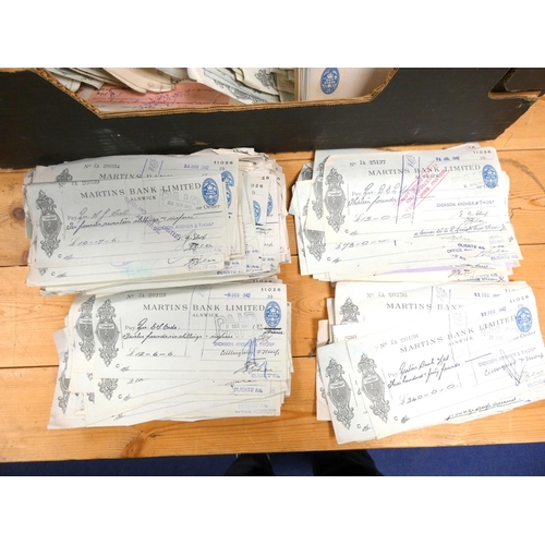 104 - Documents & Ephemera.  Old cheques. Large quantity of used issued cheques 1930's-1940's from Mar... 