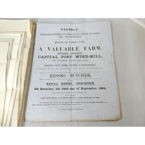 114 - Documents & Ephemera - Norfolk.  1837-1896. Fine range of printed sale particulars/bro... 