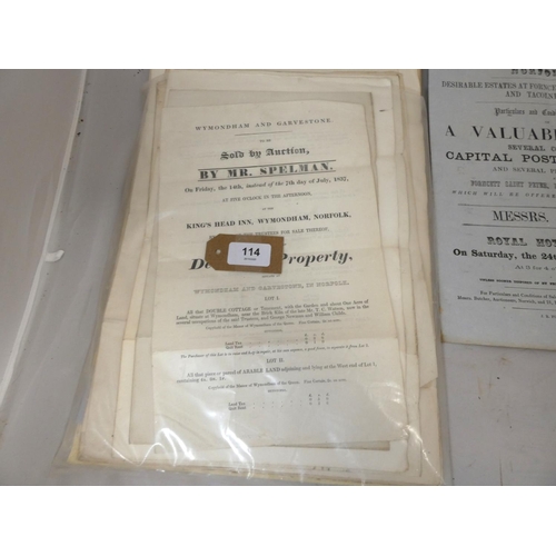 114 - Documents & Ephemera - Norfolk.  1837-1896. Fine range of printed sale particulars/bro... 