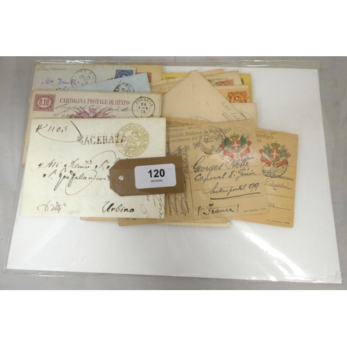 120 - Documents & Ephemera & Stamps - Postal History.  Italy, 1843. WWI collectors range... 