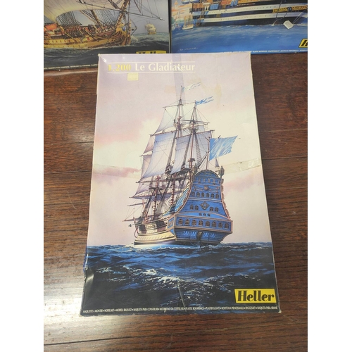 88 - Heller. Three boxed model ships to include a 1:150 scale Amerigo Vespucci 80807, 1:150 Le Superbe 80... 