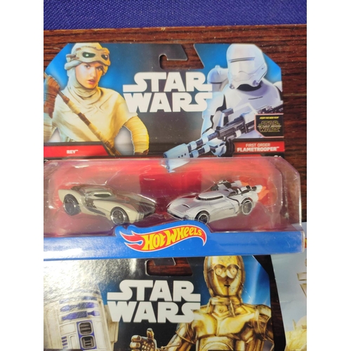 96 - Hotwheels. Box of collectible Star Wars model vehicles to include Tatooine Vanster, Boba Fett and Bo... 