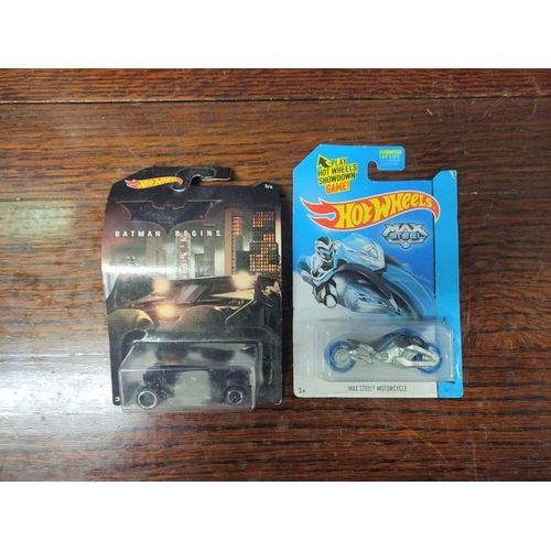 97 - Hotwheels. Box of collectible model vehicles to include Batman Begins Batmobile, Fast & Furious ... 