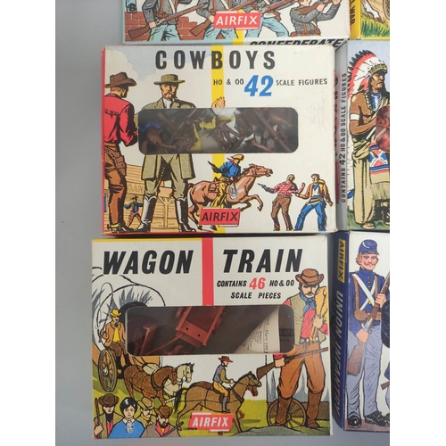 38 - Airfix. Eight boxed soldier figures to include American Civil War Confederate Infantry, Cowboys, U.S... 