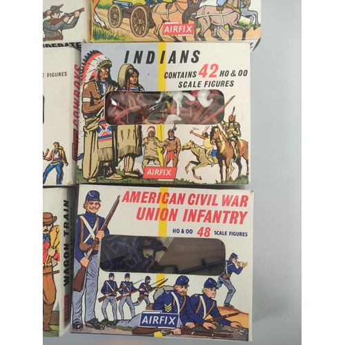 38 - Airfix. Eight boxed soldier figures to include American Civil War Confederate Infantry, Cowboys, U.S... 
