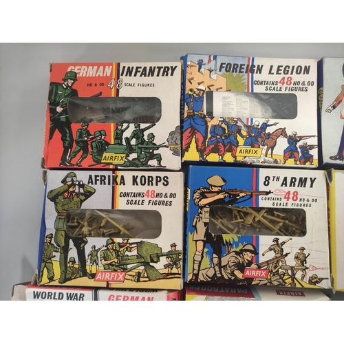 39 - Airfix. Nine boxed soldier figures to include German Infantry World War One, Afrika Korps, 8th Army,... 