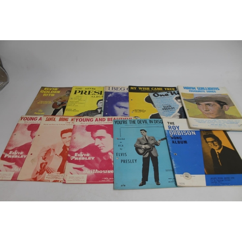 326 - Record Song Book magazines over 30 and Elvis Presley sheet music and magazines.