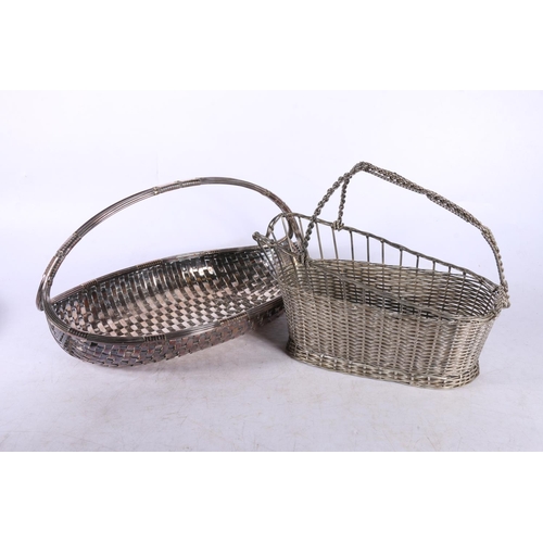 122A - French Art Deco style silver-plated brass woven basket, 30cm x 18cm, a mid-century Christofle style ... 