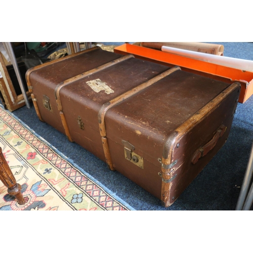 150 - Vintage travelling trunk, 33cm x 90cm x 53cm.